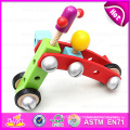 Amusing Educational Wooden Screw Assembly Toy Car for Kids, Multipurpose Wooden Toy Screw Nut Combination for Children W03c017